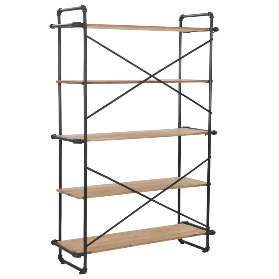 Bibliothèque Bois de sapin massif et acier 120x42x180 cm - 3