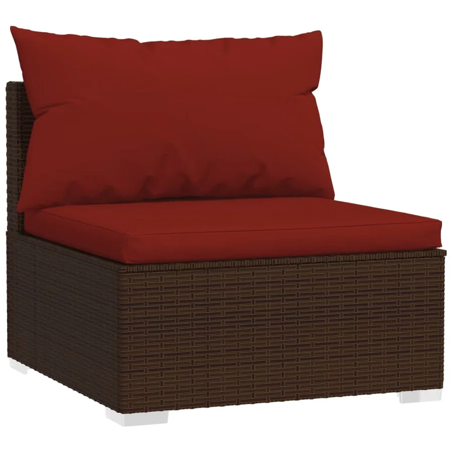 Salon de jardin 4 pcs avec coussins Résine tressée Marron - 5