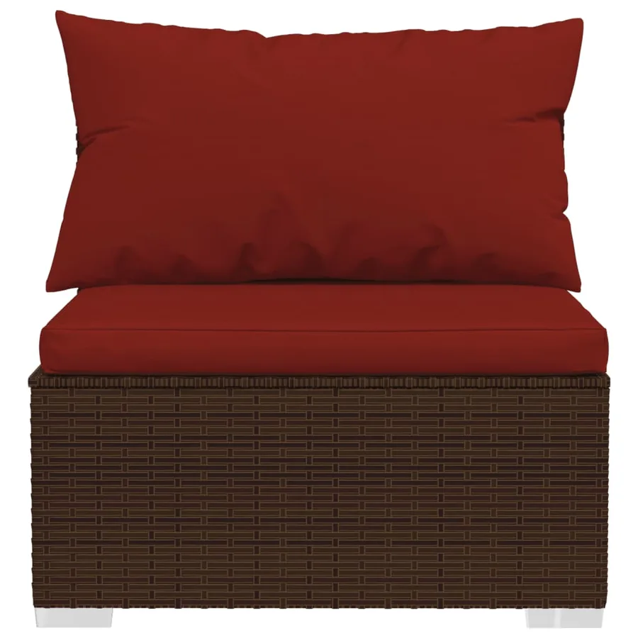 Salon de jardin 4 pcs avec coussins Résine tressée Marron - 6