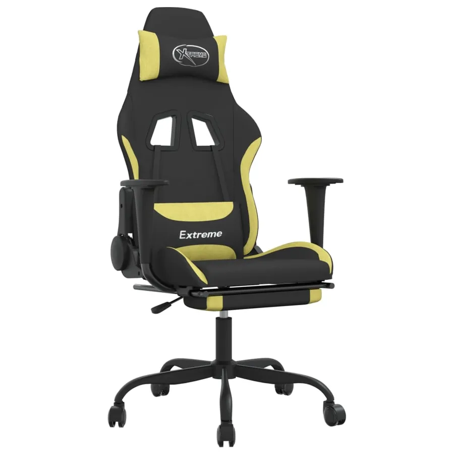 Chaise de jeu avec repose-pied Noir et vert clair - 2