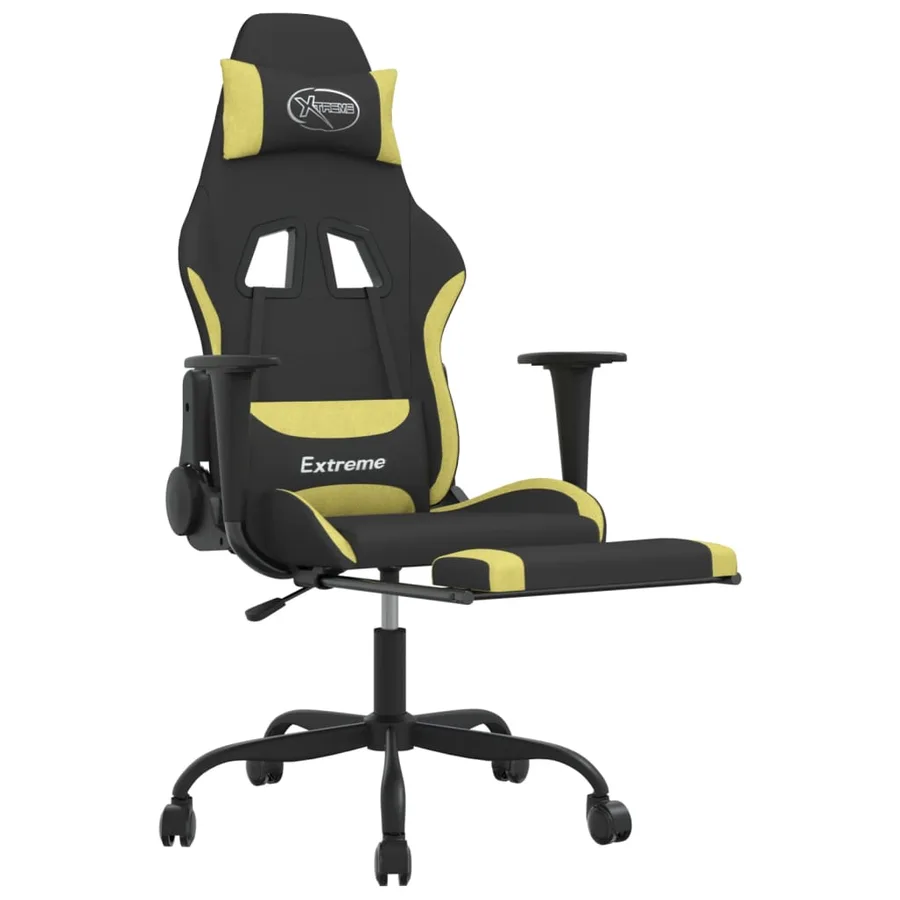 Chaise de jeu avec repose-pied Noir et vert clair - 6