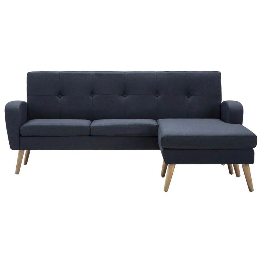 Canapé en forme de L revêtement en tissu gris foncé - 3