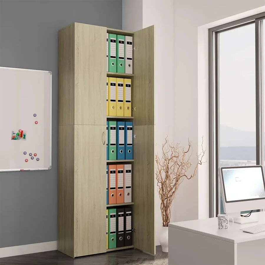 Armoire de bureau Chêne sonoma 60x32x190 cm Bois d'ingénierie