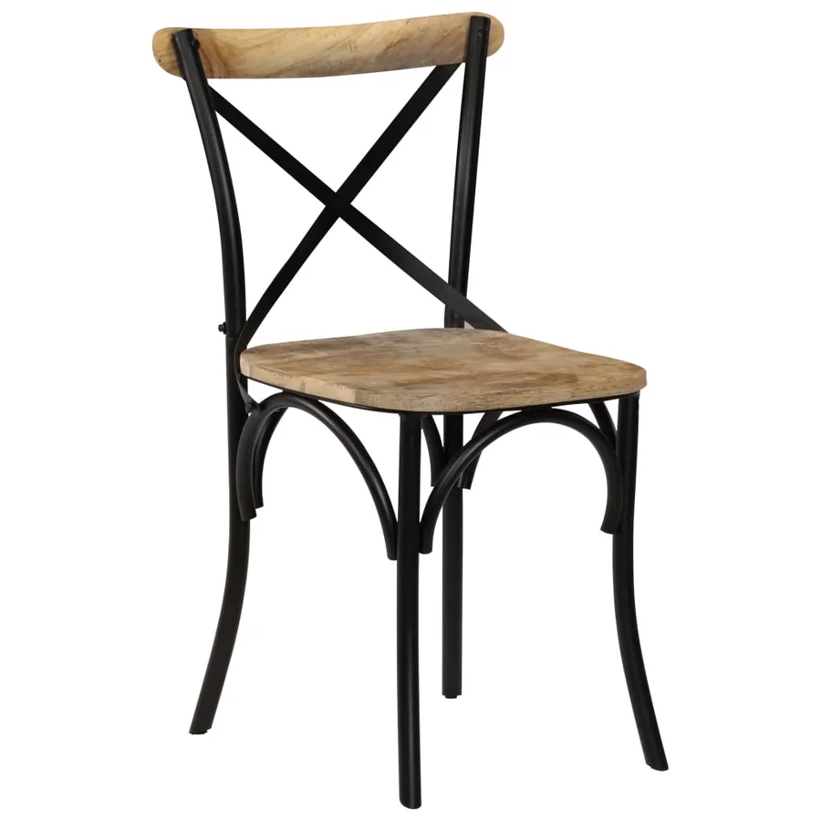 Chaises à dossier croisé lot de 2 noir bois de manguier solide - 14
