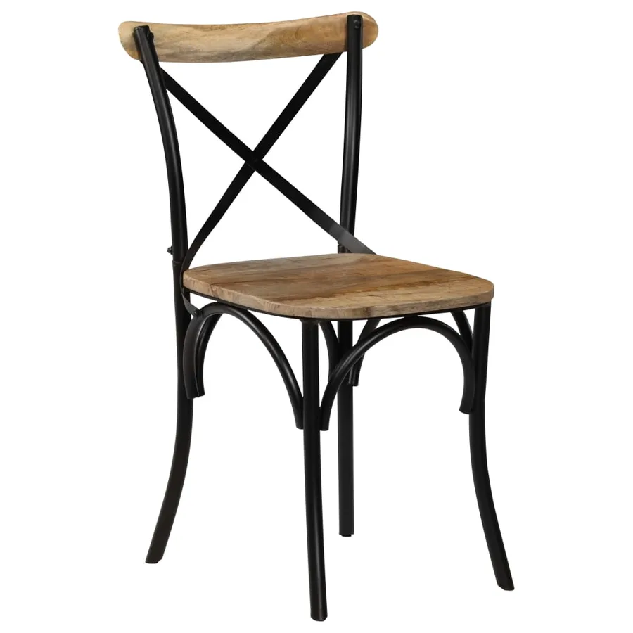 Chaises à dossier croisé lot de 2 noir bois de manguier solide - 15