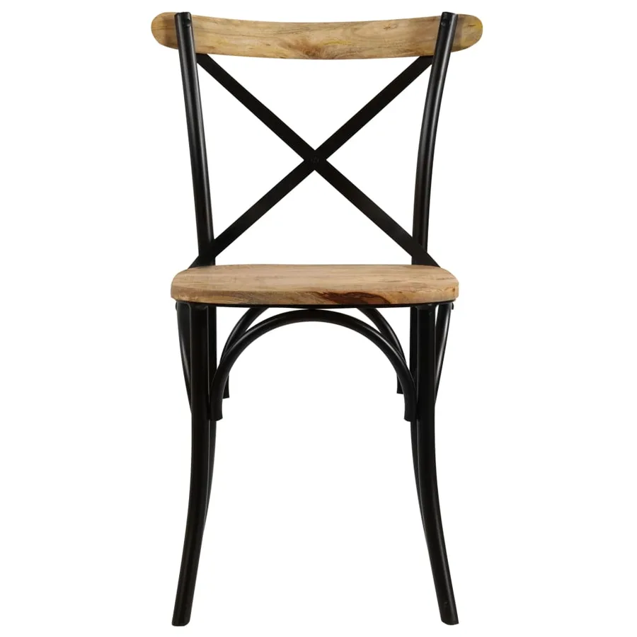 Chaises à dossier croisé lot de 2 noir bois de manguier solide - 4
