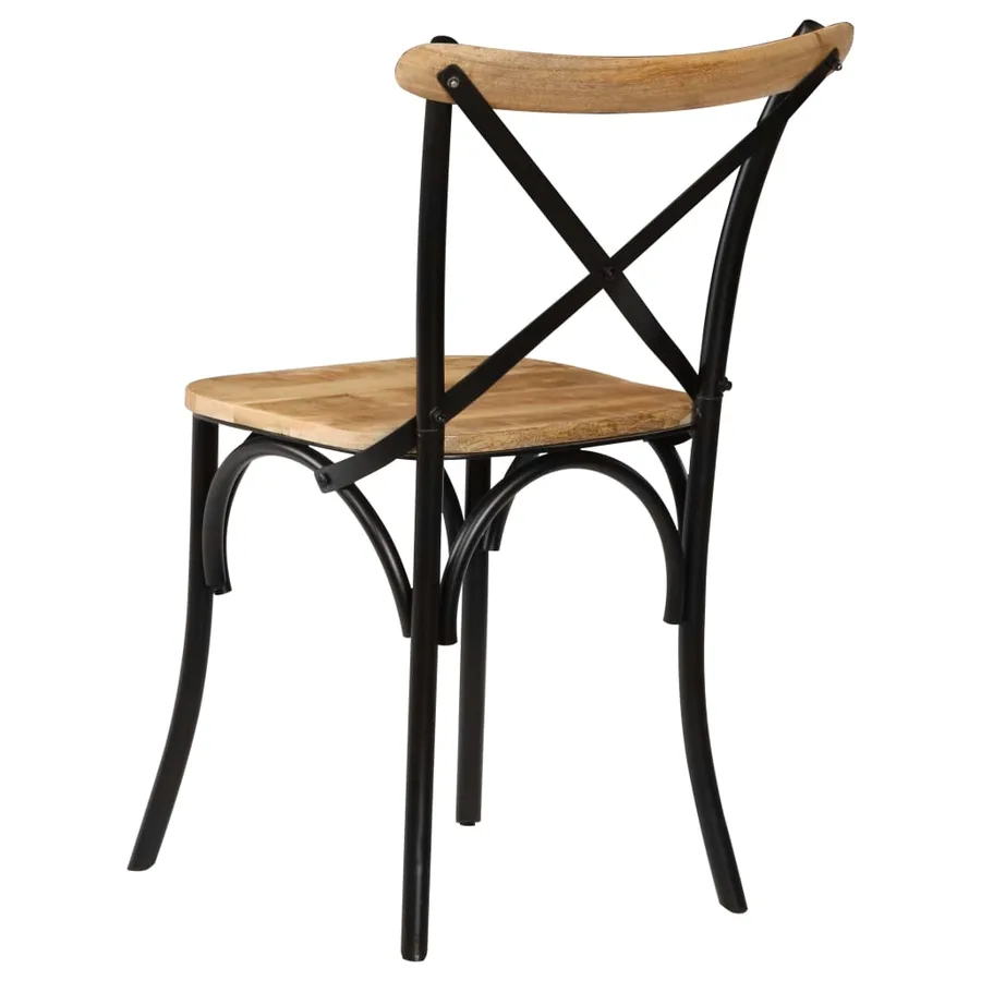 Chaises à dossier croisé lot de 2 noir bois de manguier solide - 6