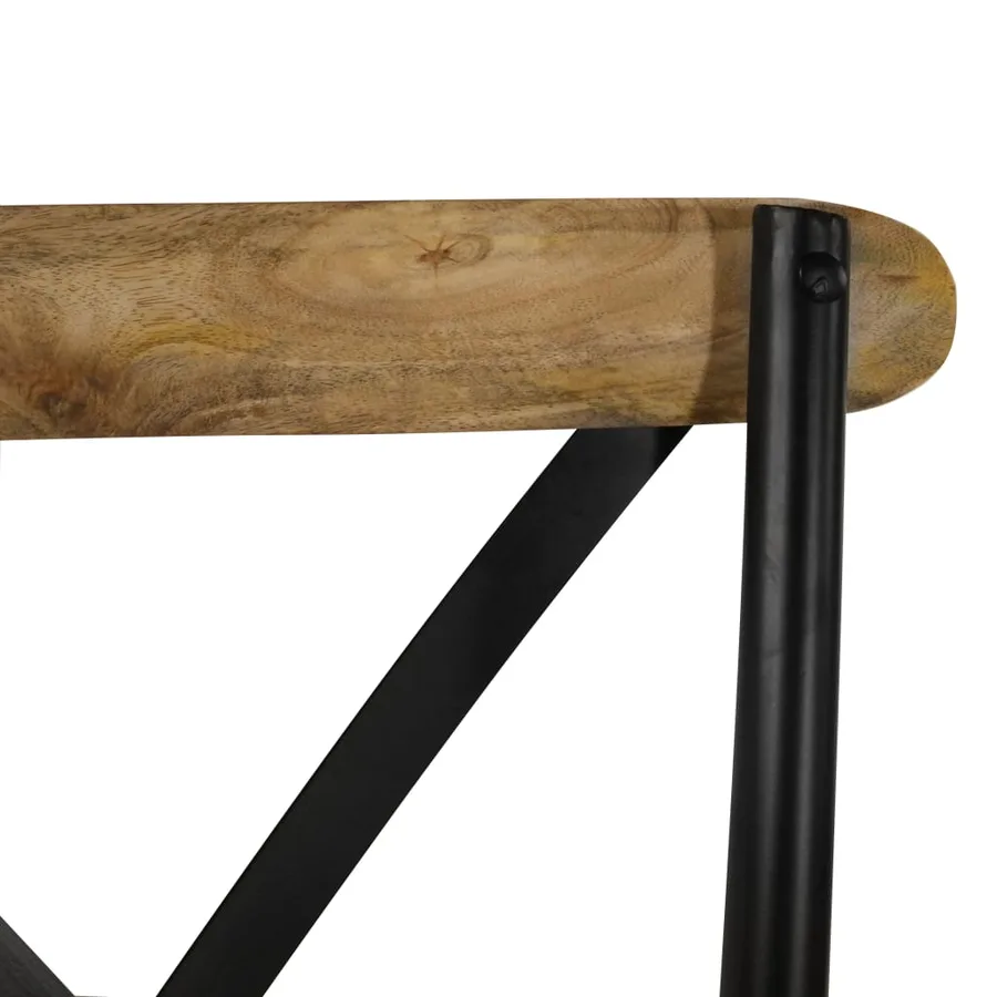 Chaises à dossier croisé lot de 2 noir bois de manguier solide - 7
