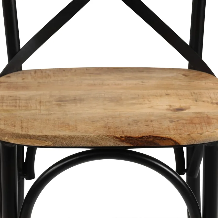 Chaises à dossier croisé lot de 2 noir bois de manguier solide - 8