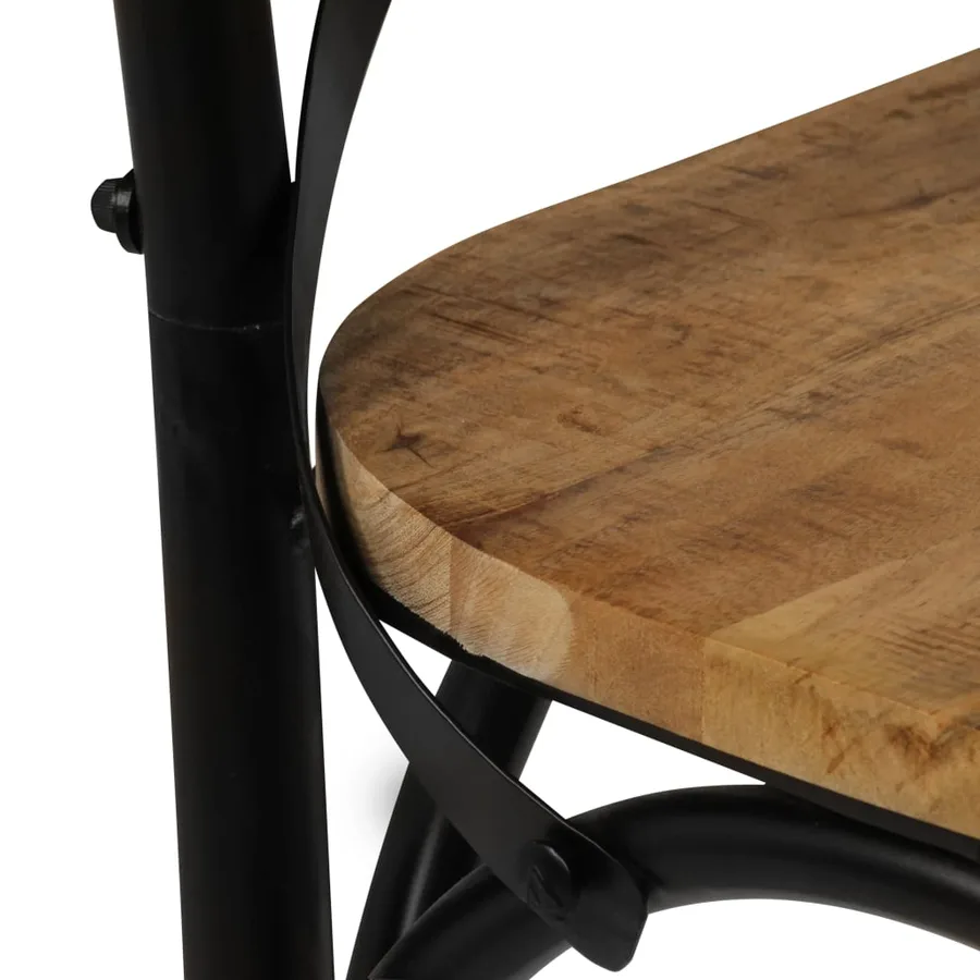 Chaises à dossier croisé lot de 2 noir bois de manguier solide - 9