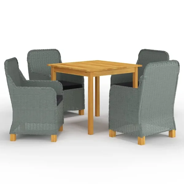Ensemble à manger de jardin 5 pcs Gris clair