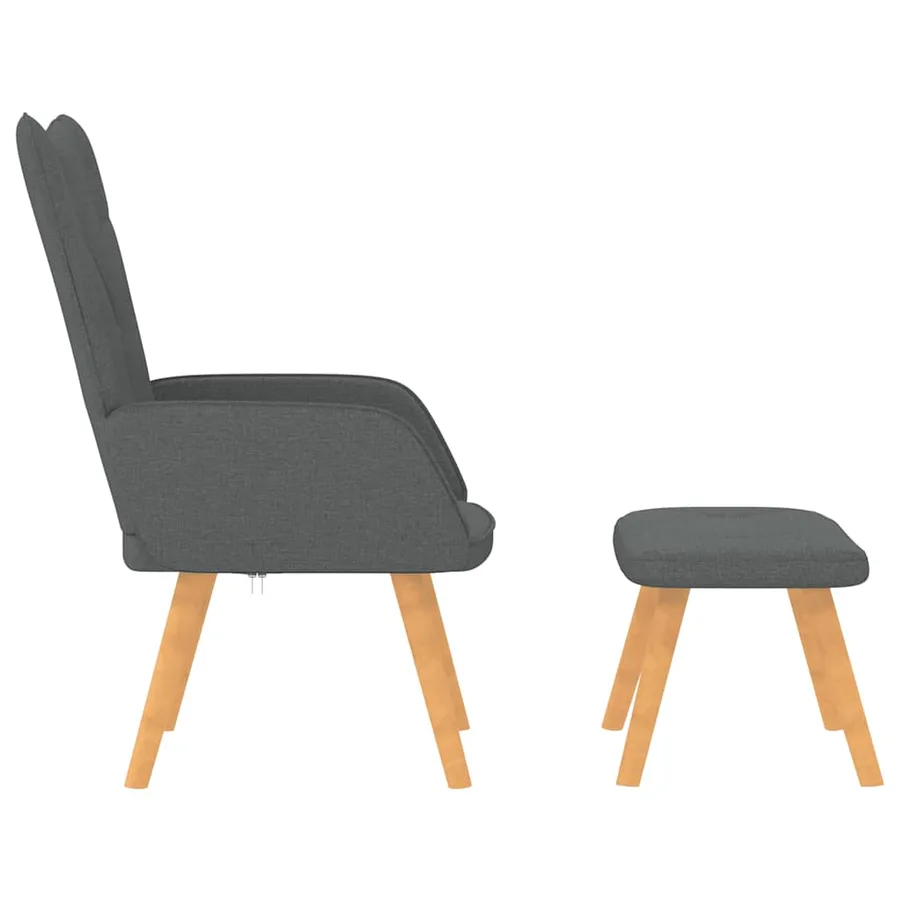 Chaise de relaxation avec tabouret Gris foncé Tissu - 3