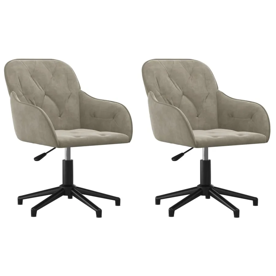 Chaises pivotantes à manger lot de 2 Gris clair Velours - 2