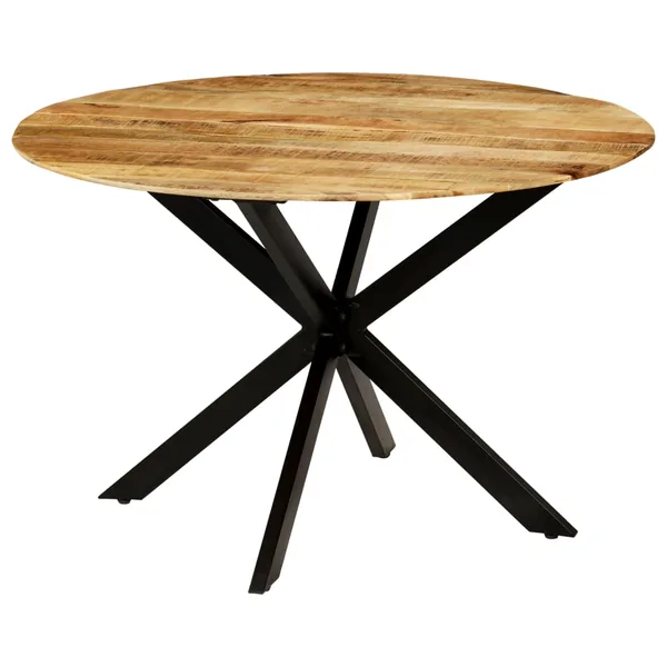Table à manger Bois de manguier brut massif et acier 120x77 cm
