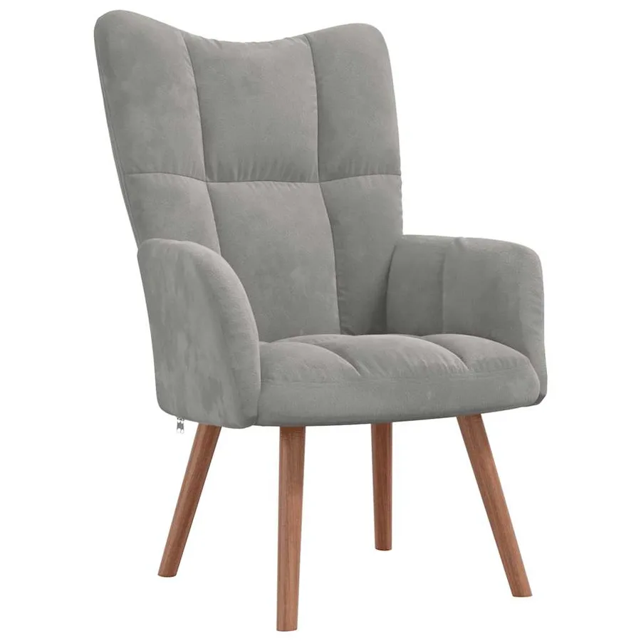 Chaise de relaxation avec repose-pied Gris clair Velours - 6