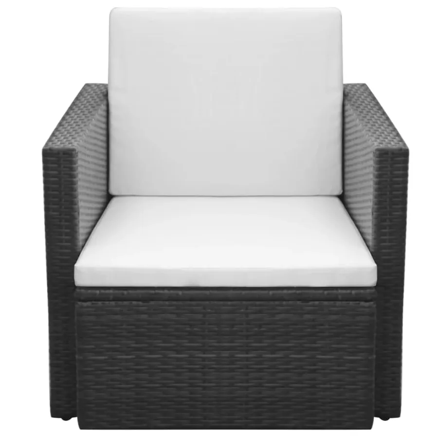 Chaise de jardin et coussins et oreillers Résine tressée Noir - 2