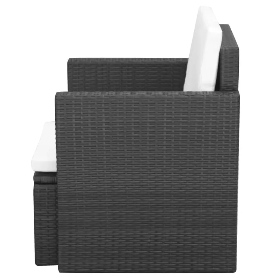 Chaise de jardin et coussins et oreillers Résine tressée Noir - 3