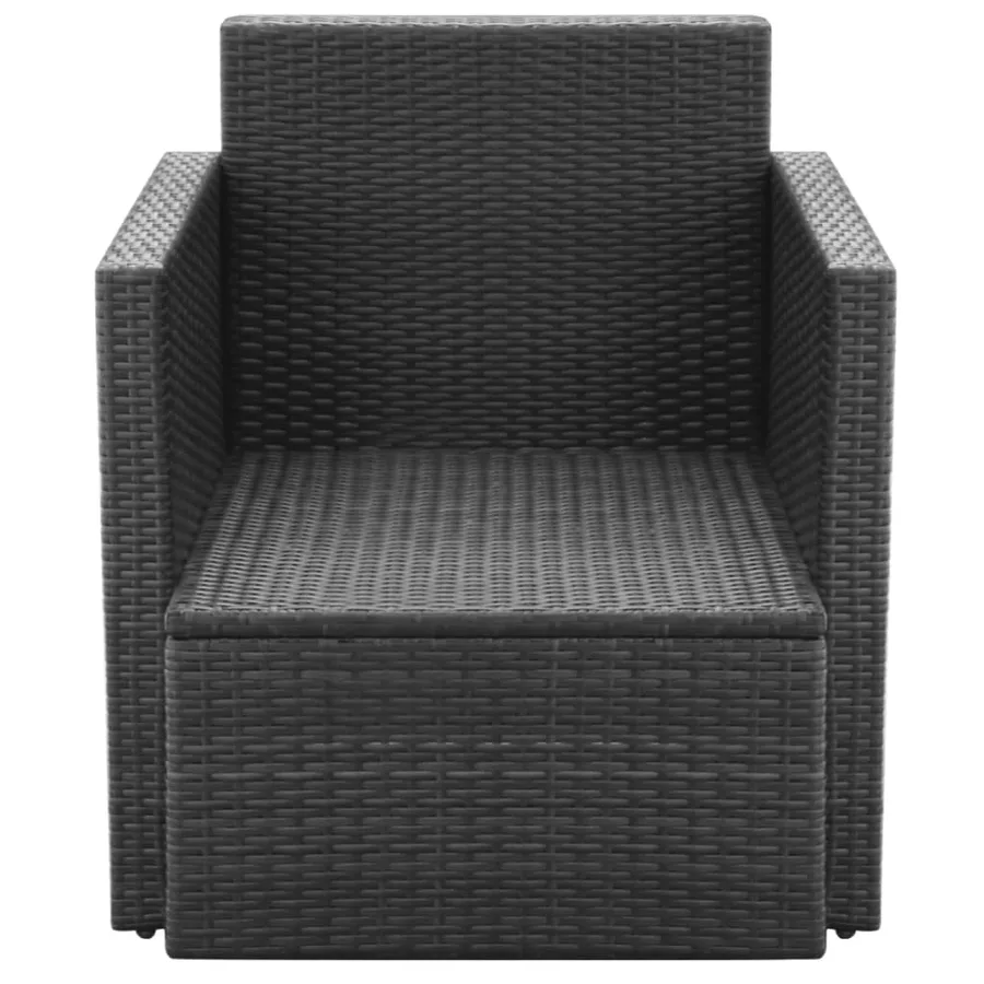 Chaise de jardin et coussins et oreillers Résine tressée Noir - 4