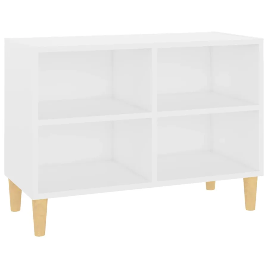 Meuble TV avec pieds en bois massif Blanc 69,5x30x50 cm - 2