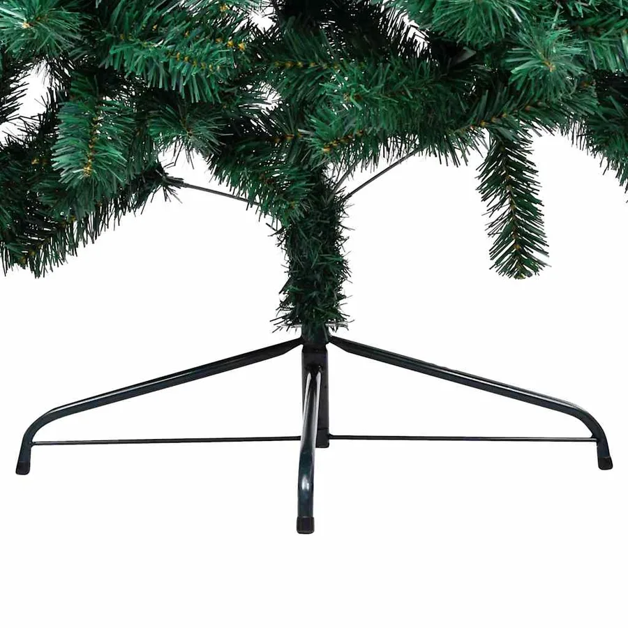 Demi-arbre de Noël artificiel pré-éclairé et boules vert 210 cm - 6