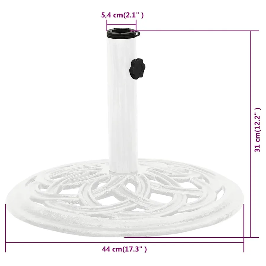 Socle de parasol Blanc 44x44x31 cm Fonte - 9