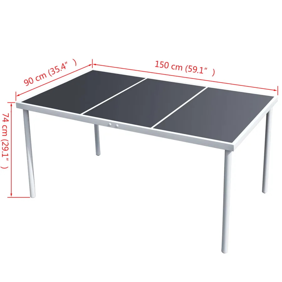 Table de jardin 150x90x74 cm Noir Acier - 4