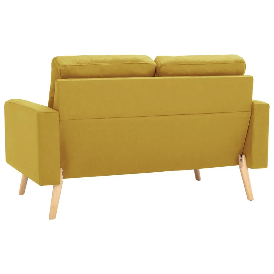 Canapé à 2 places Jaune Tissu - 5
