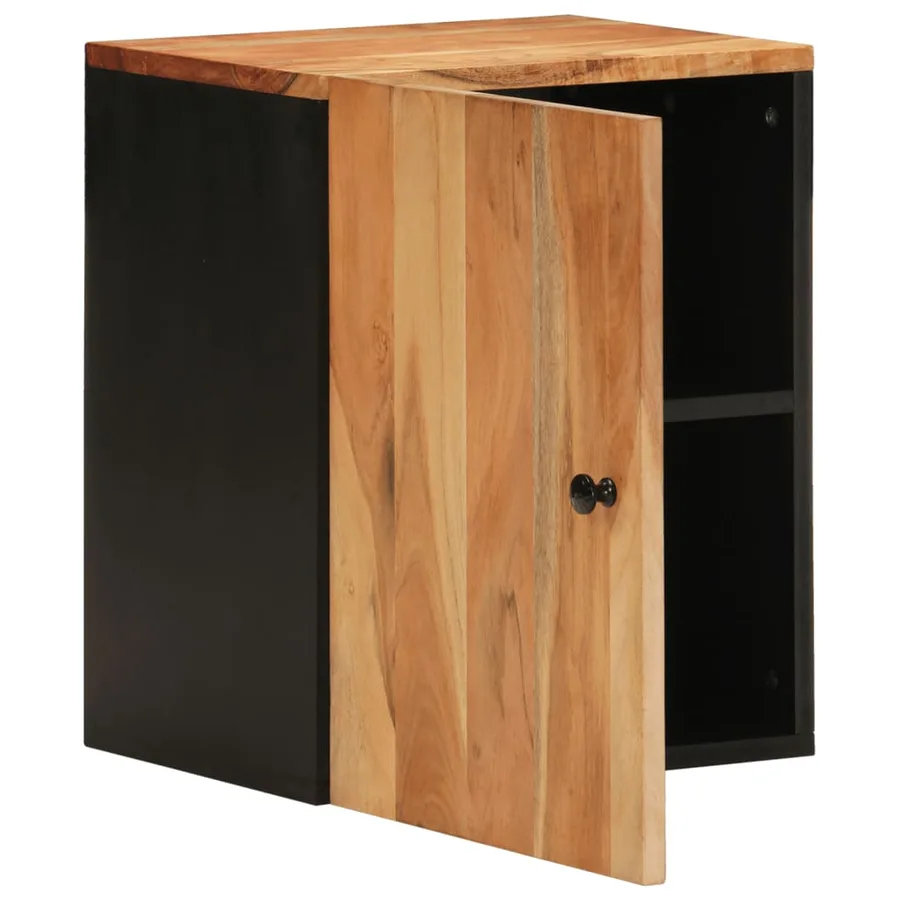 Armoire de salle de bain murale 38x33x48cm bois massif d'acacia - 3
