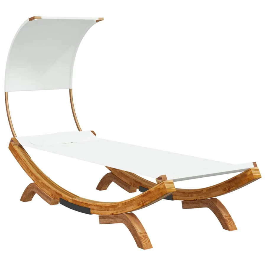 Lit repos avec auvent 100x200x126 cm Bois courbé massif Crème - 2