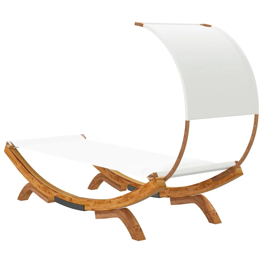 Lit repos avec auvent 100x200x126 cm Bois courbé massif Crème - 5