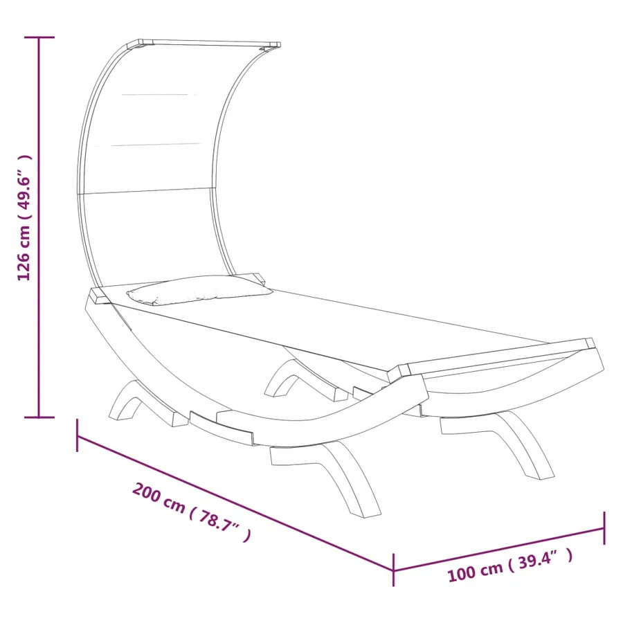 Lit repos avec auvent 100x200x126 cm Bois courbé massif Crème - 6