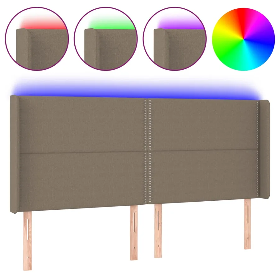 Tête de lit à LED Taupe 203x16x118/128 cm Tissu - 2