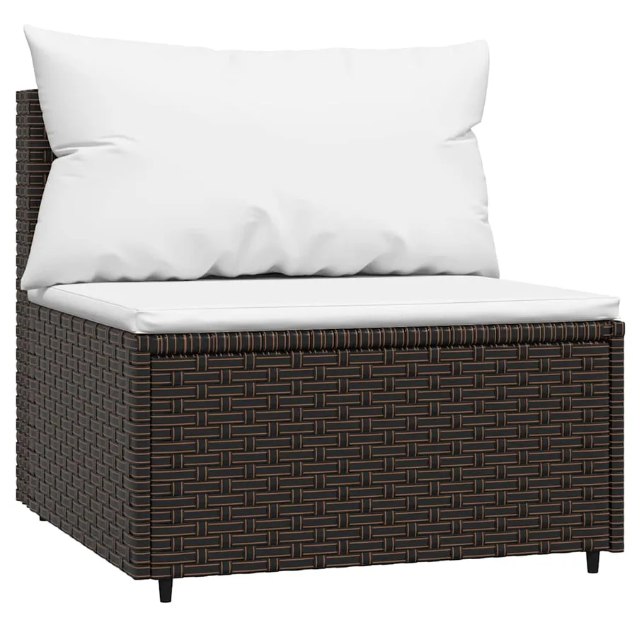 Salon de jardin 4 pcs avec coussins Marron Résine tressée - 5