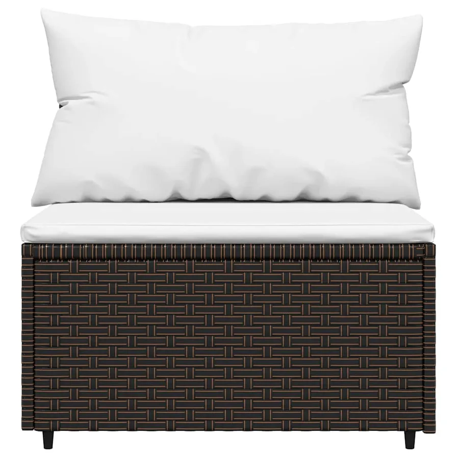 Salon de jardin 4 pcs avec coussins Marron Résine tressée - 6