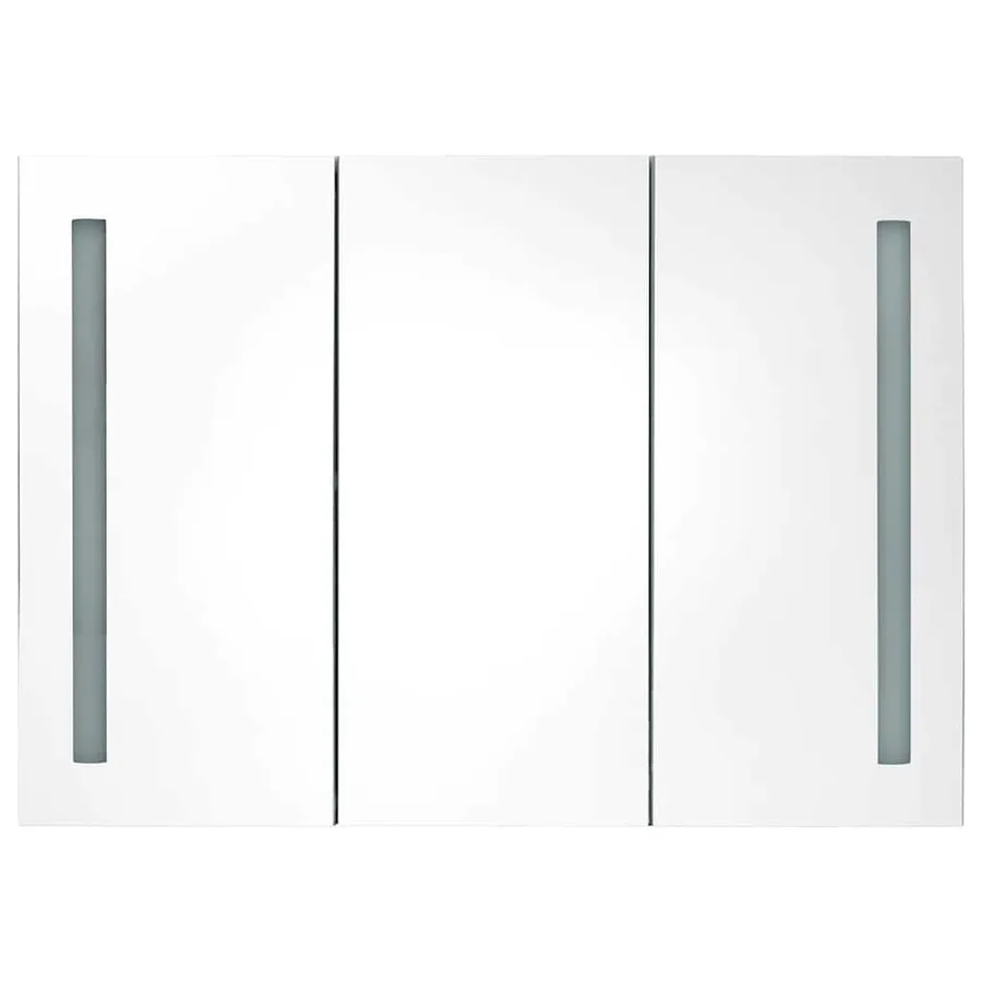 Armoire de salle de bain à miroir LED 89x14x62 cm Gris - 5