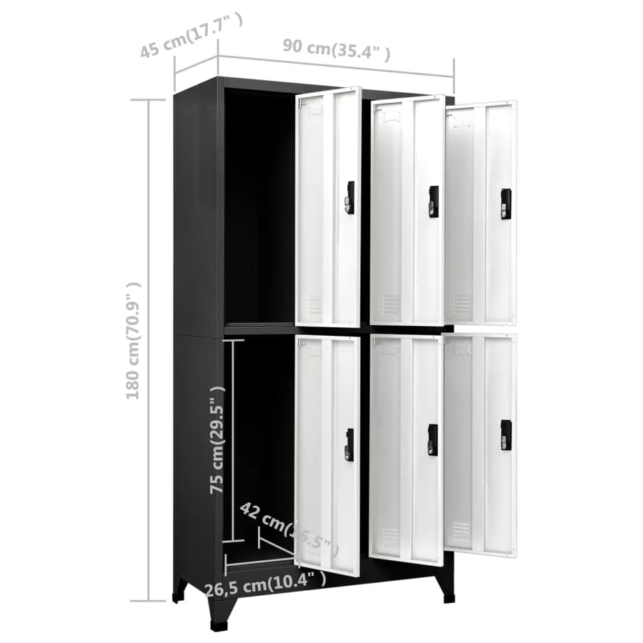 Armoire à casiers Anthracite et blanc 90x45x180 cm Acier - 8