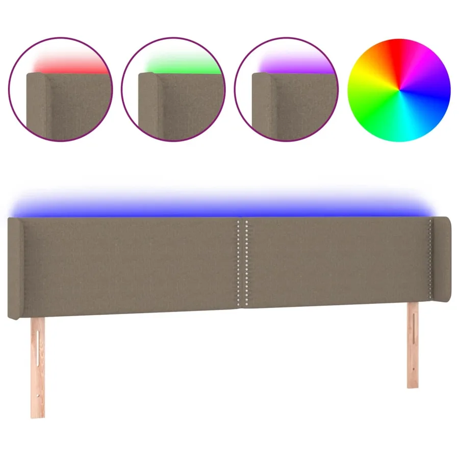 Tête de lit à LED Taupe 203x16x78/88 cm Tissu - 2