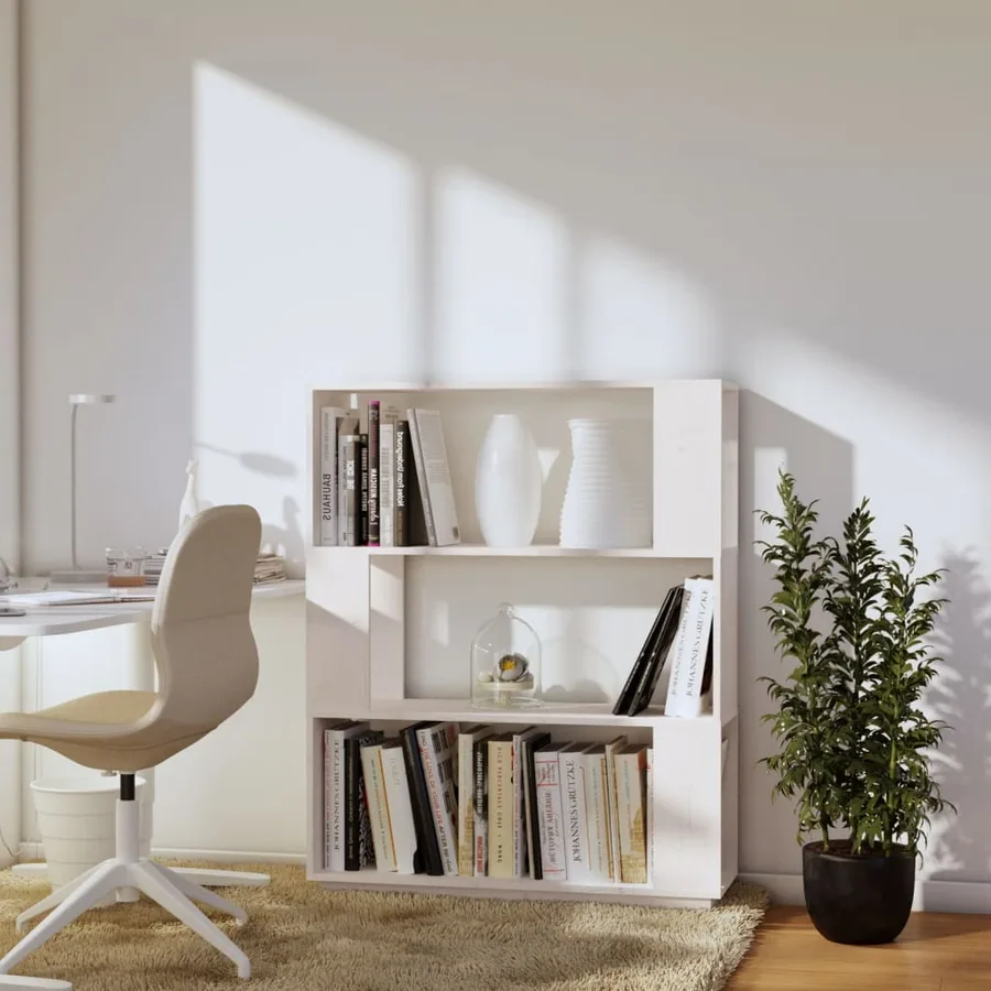 Bibliothèque/Séparateur de pièce Blanc 80x25x101 cm Pin massif - 3