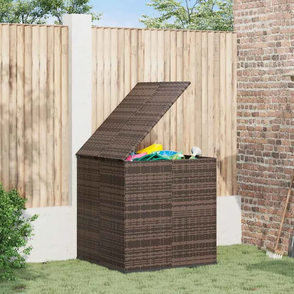 Boîte à coussins de jardin Résine tressée 100x97,5x104cm Marron