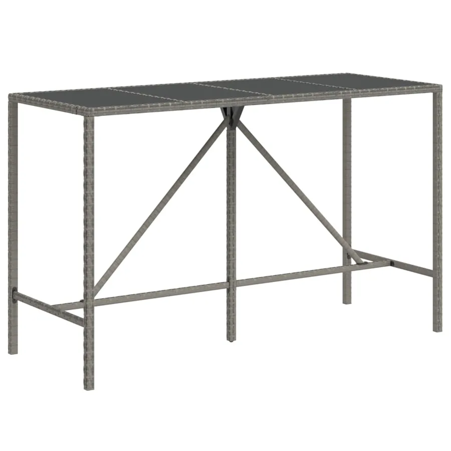 Ensemble de bar de jardin 9 pcs avec coussins gris poly rotin - 6