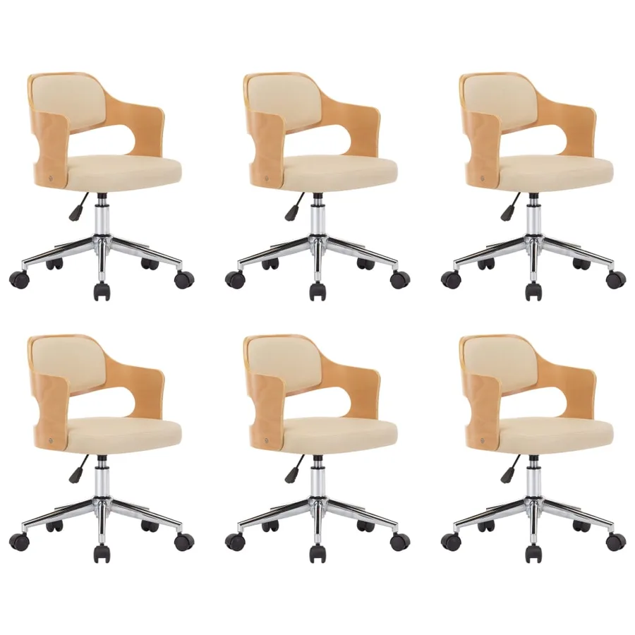 Chaises pivotantes à manger lot de 6 bois courbé et similicuir - 2