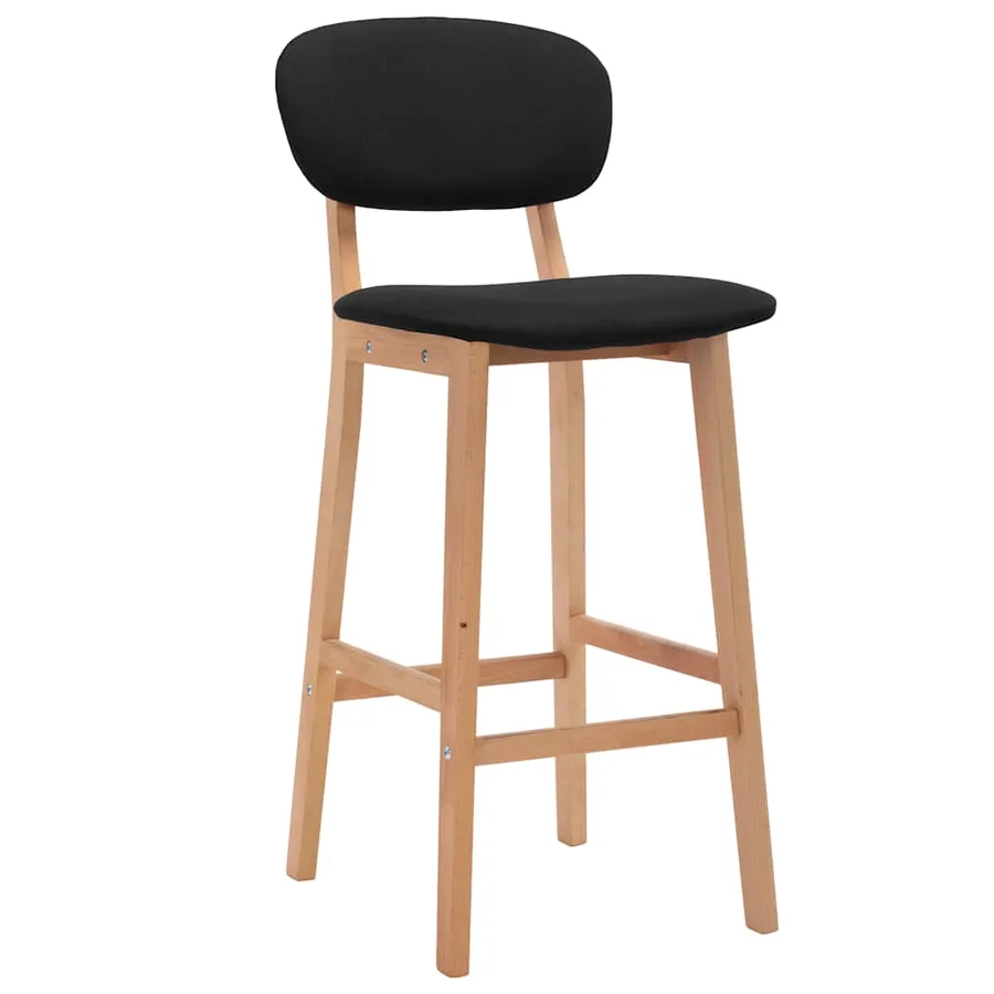 Tabourets de bar lot de 2 noir tissu - 2