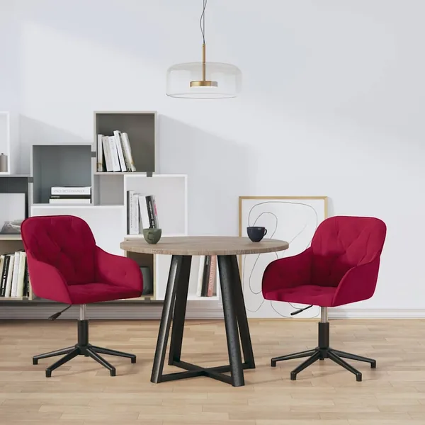 Chaises pivotantes à manger lot de 2 Rouge bordeaux Velours