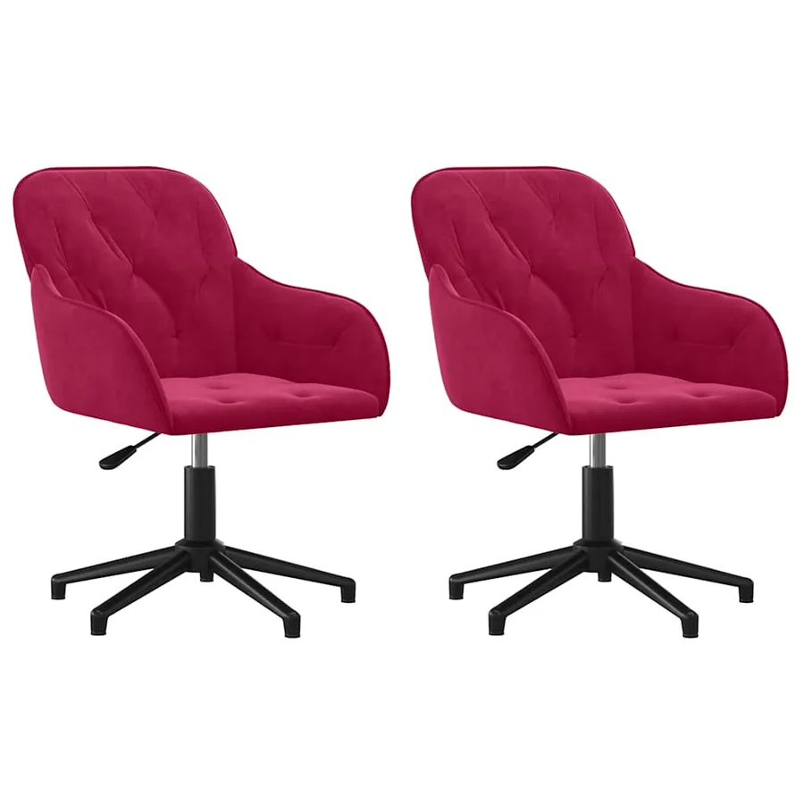 Chaises pivotantes à manger lot de 2 Rouge bordeaux Velours - 2