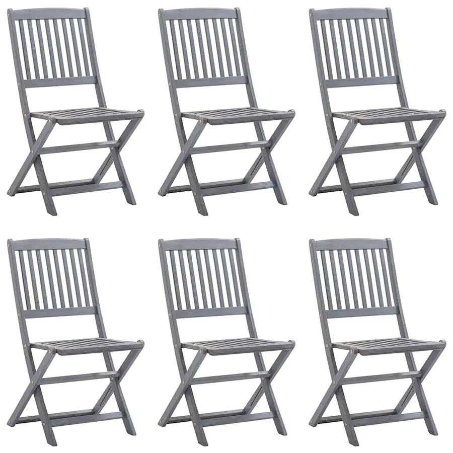 Chaises pliables d'extérieur lot de 6 et coussins Bois d'acacia - 3