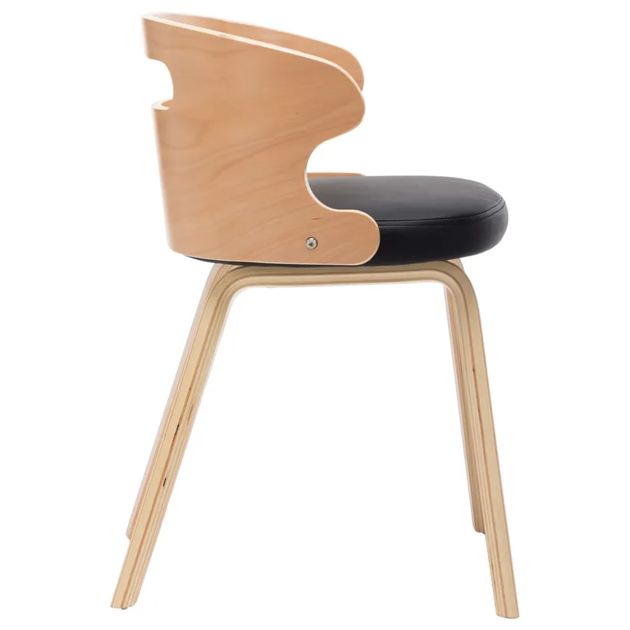 Chaises à manger lot de 4 noir bois courbé et similicuir - 5