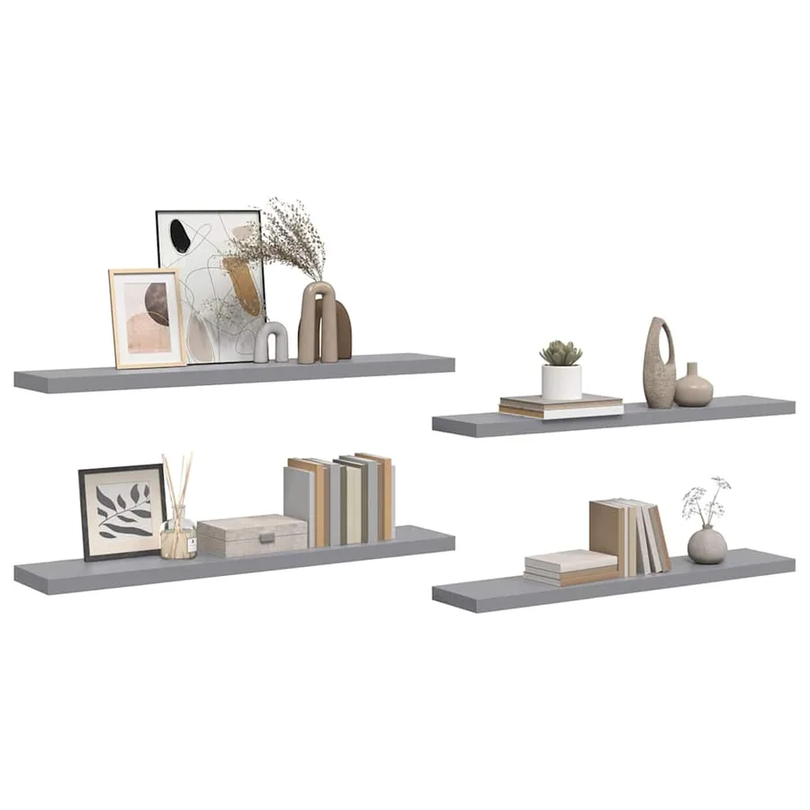Étagères murales flottantes 4 pcs gris 120x23,5x3,8 cm MDF - 5