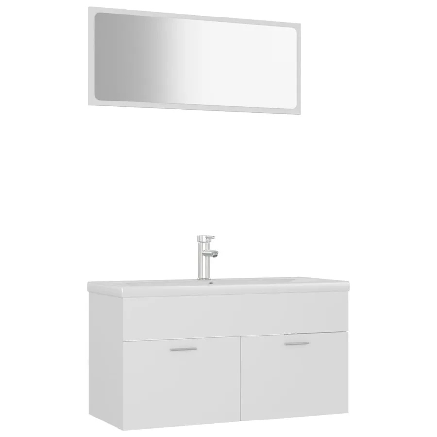 Ensemble de meubles de salle de bain Blanc Bois d'ingénierie - 2