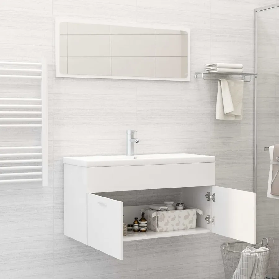 Ensemble de meubles de salle de bain Blanc Bois d'ingénierie - 3