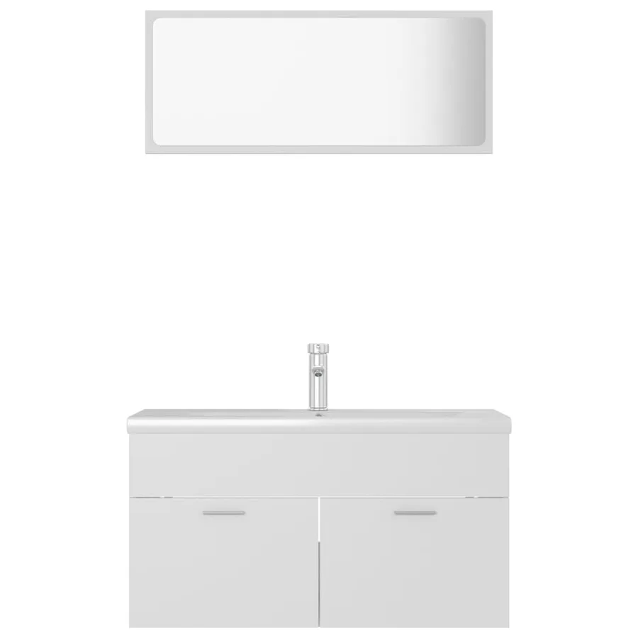 Ensemble de meubles de salle de bain Blanc Bois d'ingénierie - 5
